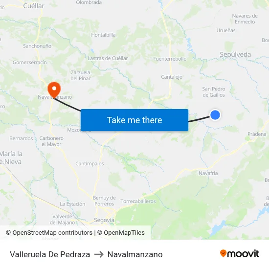 Valleruela De Pedraza to Navalmanzano map