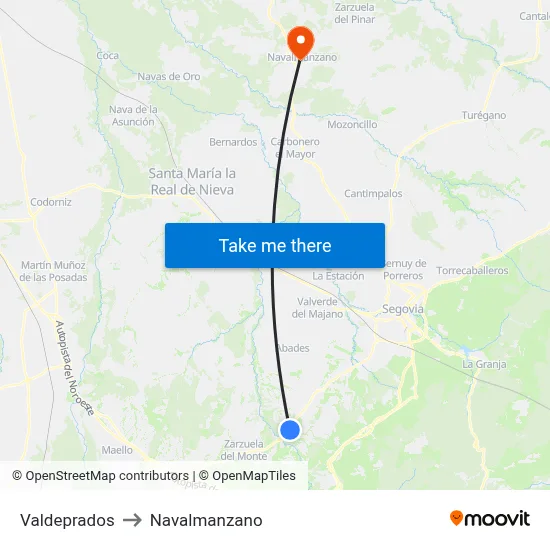 Valdeprados to Navalmanzano map