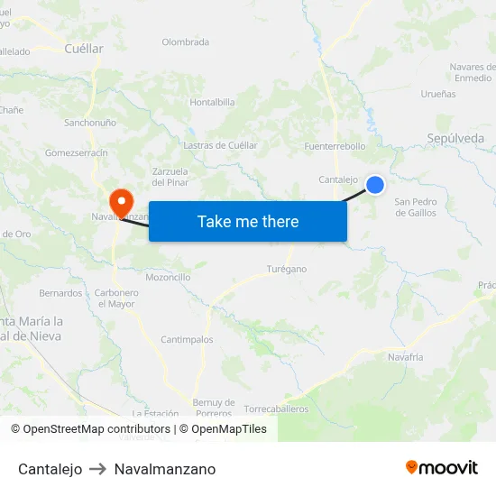 Cantalejo to Navalmanzano map