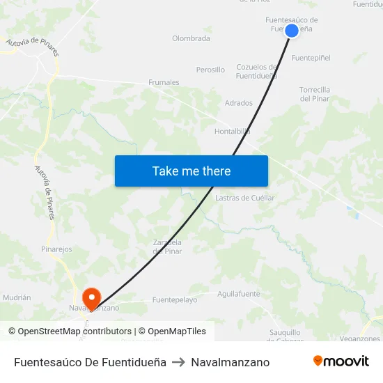 Fuentesaúco De Fuentidueña to Navalmanzano map