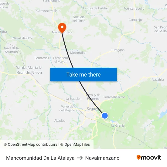 Mancomunidad De La Atalaya to Navalmanzano map