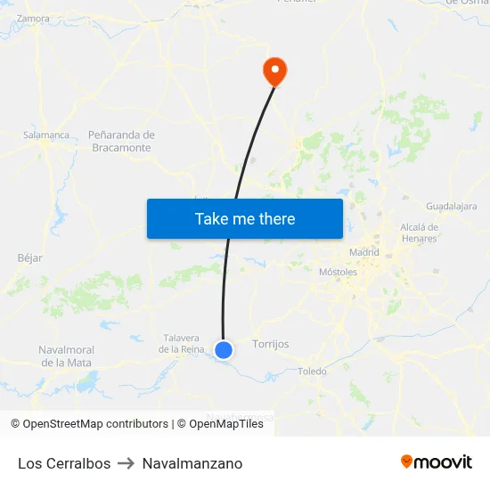 Los Cerralbos to Navalmanzano map
