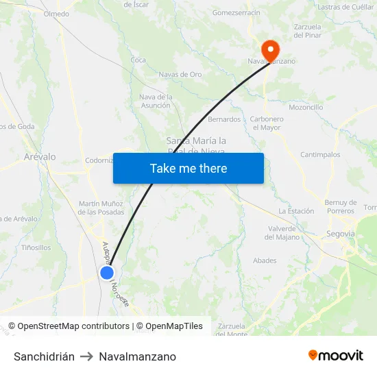 Sanchidrián to Navalmanzano map