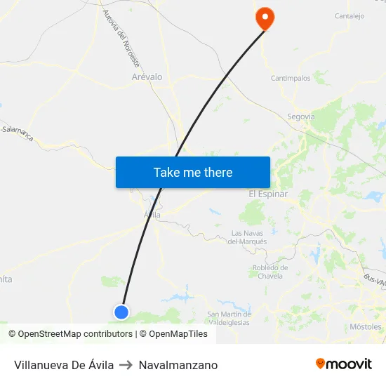 Villanueva De Ávila to Navalmanzano map