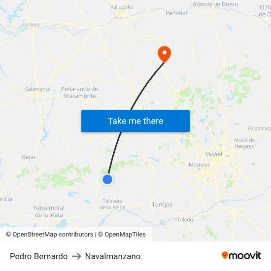Pedro Bernardo to Navalmanzano map