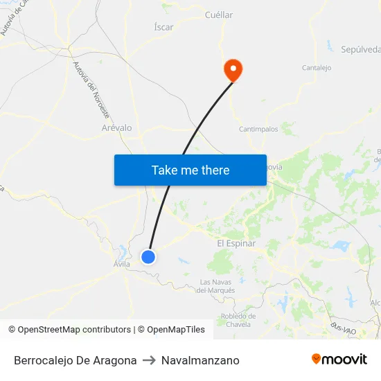 Berrocalejo De Aragona to Navalmanzano map