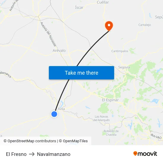 El Fresno to Navalmanzano map