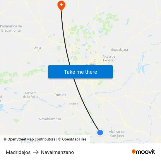 Madridejos to Navalmanzano map