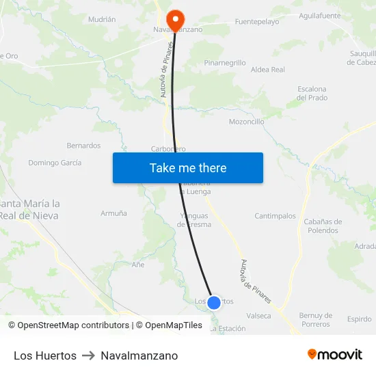 Los Huertos to Navalmanzano map