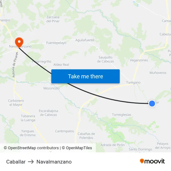 Caballar to Navalmanzano map