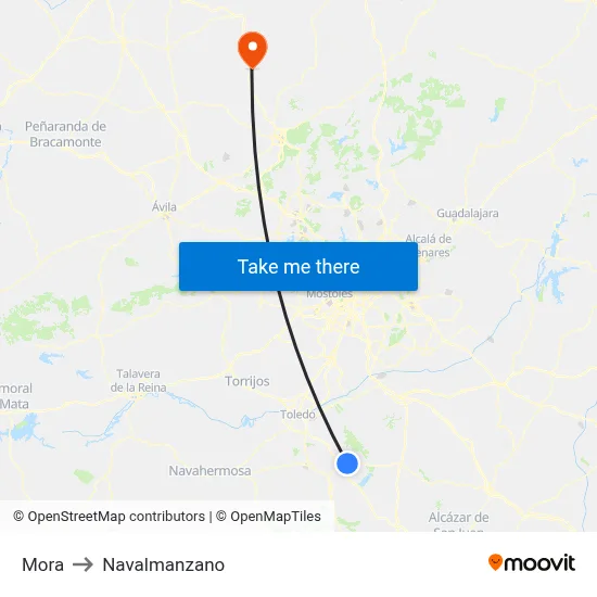 Mora to Navalmanzano map