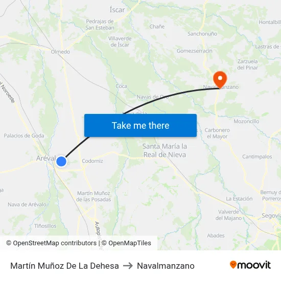 Martín Muñoz De La Dehesa to Navalmanzano map