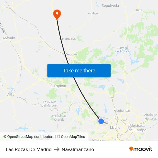 Las Rozas De Madrid to Navalmanzano map