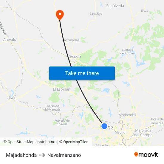 Majadahonda to Navalmanzano map