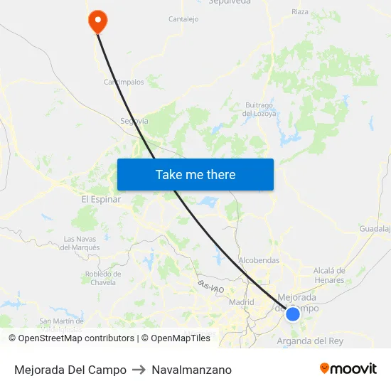 Mejorada Del Campo to Navalmanzano map
