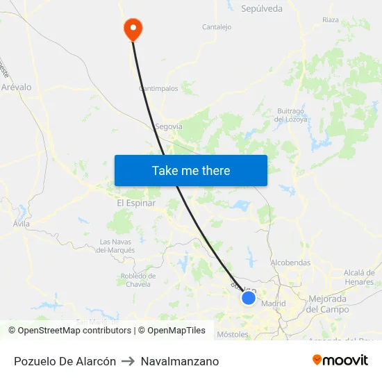 Pozuelo De Alarcón to Navalmanzano map