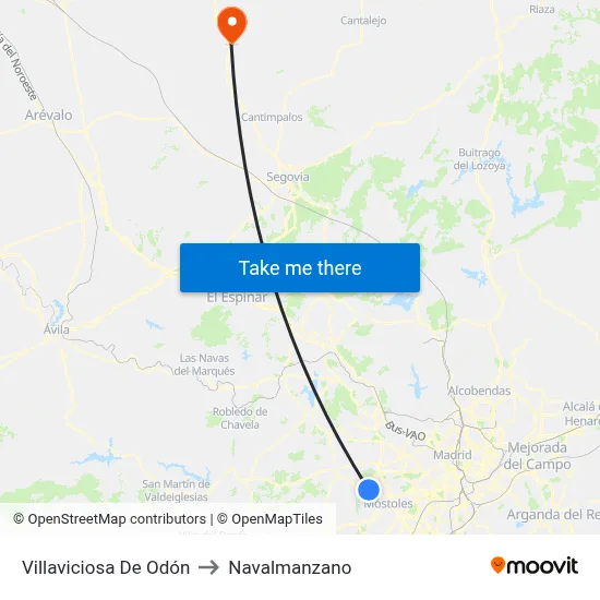 Villaviciosa De Odón to Navalmanzano map