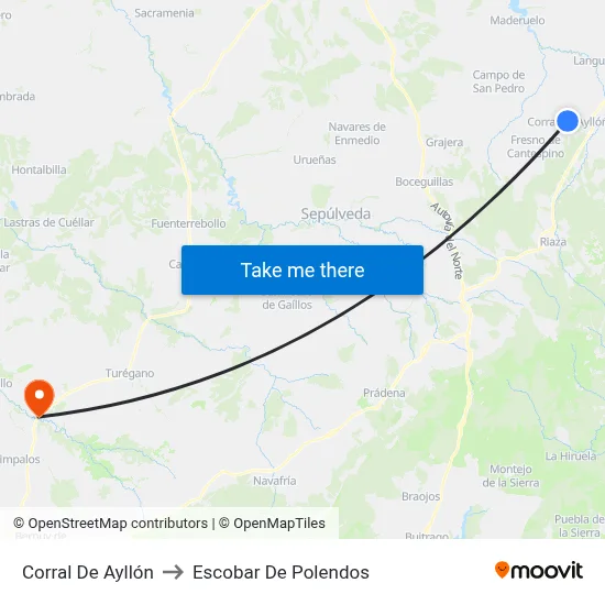 Corral De Ayllón to Escobar De Polendos map