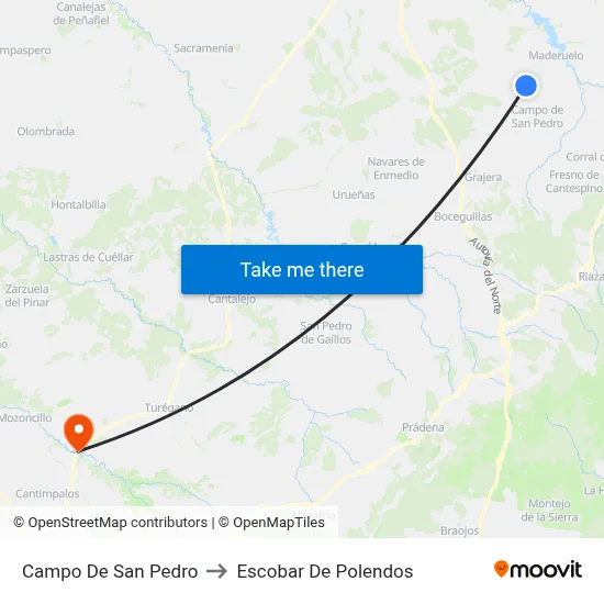 Campo De San Pedro to Escobar De Polendos map