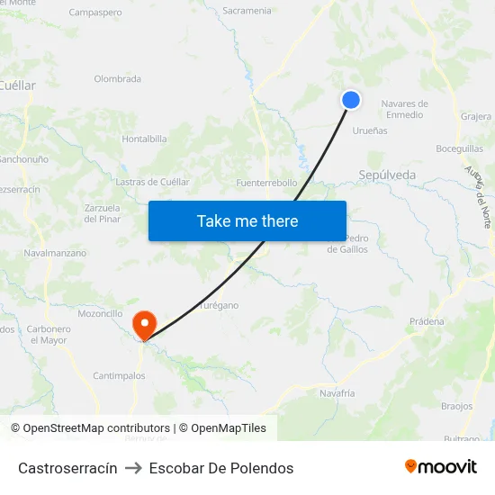 Castroserracín to Escobar De Polendos map