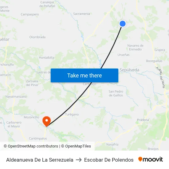Aldeanueva De La Serrezuela to Escobar De Polendos map