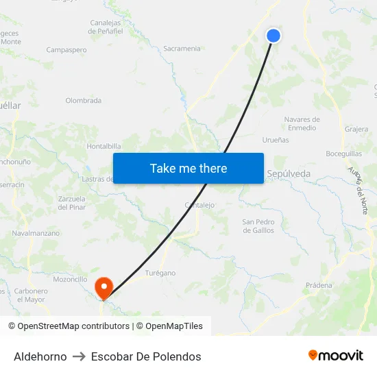 Aldehorno to Escobar De Polendos map