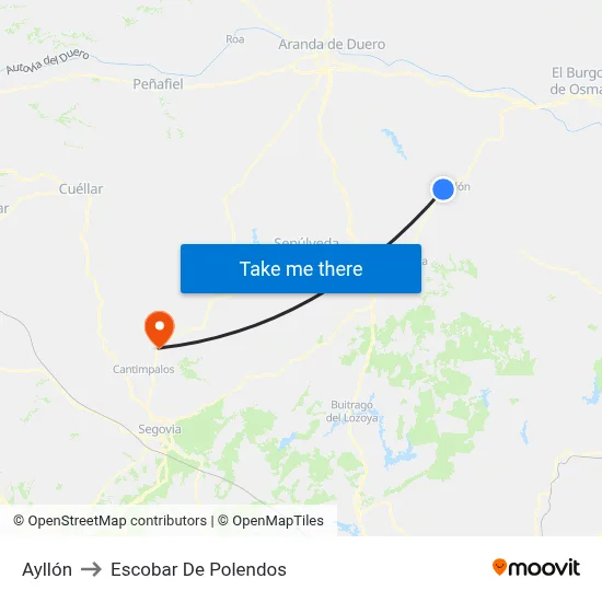 Ayllón to Escobar De Polendos map