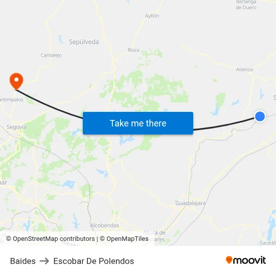 Baides to Escobar De Polendos map