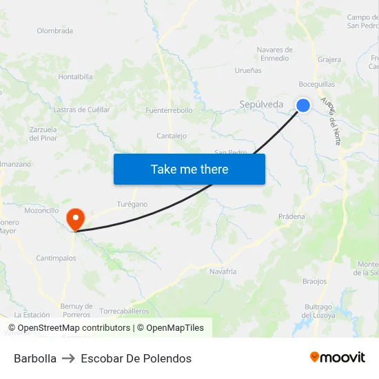 Barbolla to Escobar De Polendos map