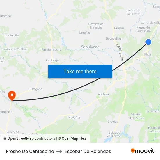 Fresno De Cantespino to Escobar De Polendos map