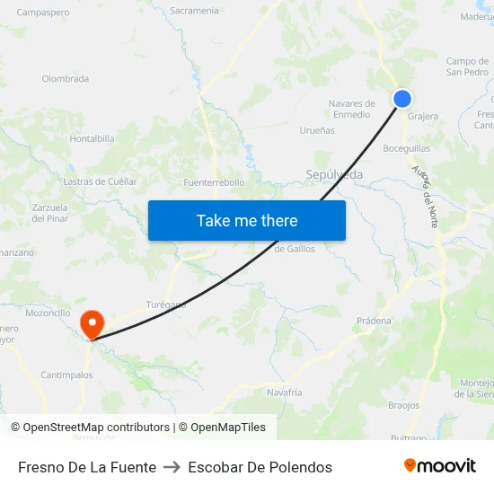 Fresno De La Fuente to Escobar De Polendos map