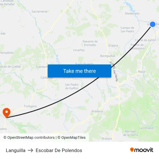 Languilla to Escobar De Polendos map