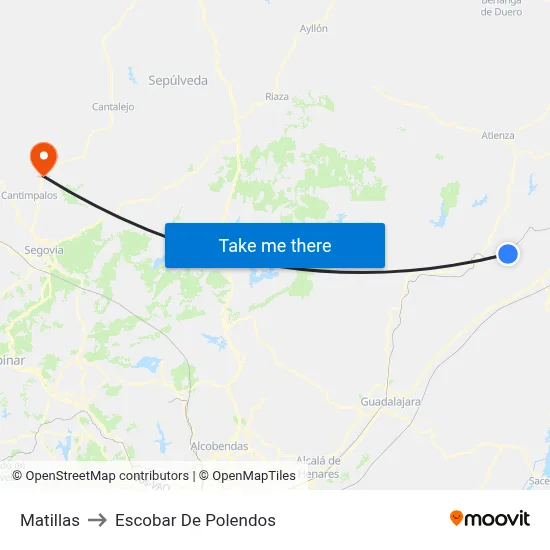 Matillas to Escobar De Polendos map