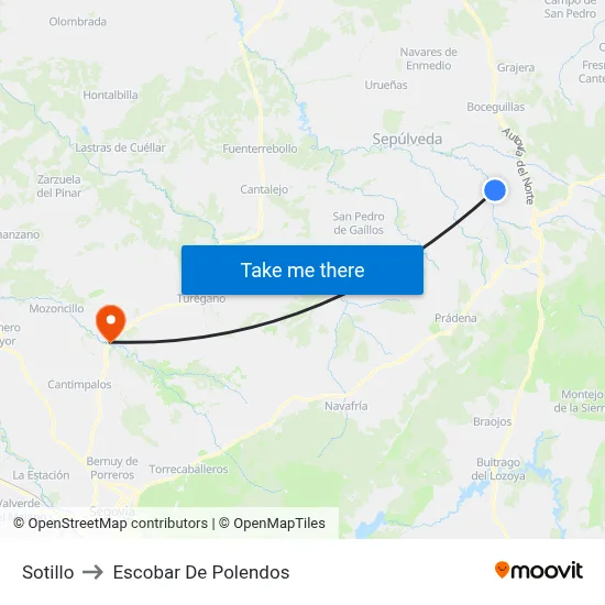 Sotillo to Escobar De Polendos map