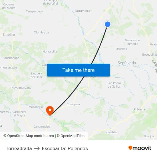 Torreadrada to Escobar De Polendos map