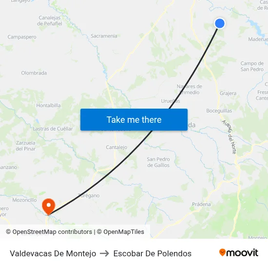 Valdevacas De Montejo to Escobar De Polendos map