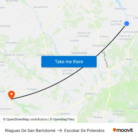 Riaguas De San Bartolomé to Escobar De Polendos map