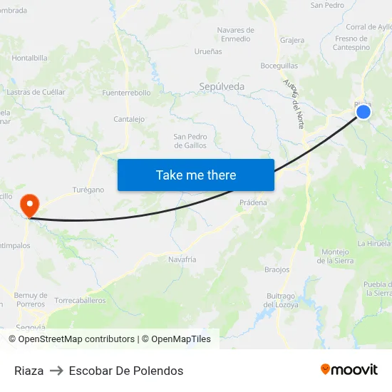 Riaza to Escobar De Polendos map