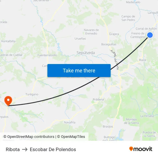 Ribota to Escobar De Polendos map