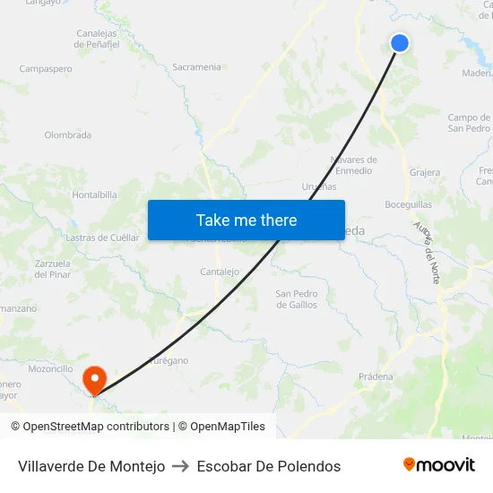 Villaverde De Montejo to Escobar De Polendos map