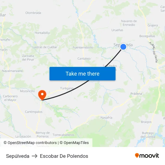 Sepúlveda to Escobar De Polendos map