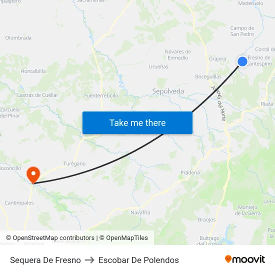Sequera De Fresno to Escobar De Polendos map