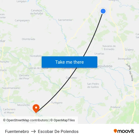 Fuentenebro to Escobar De Polendos map