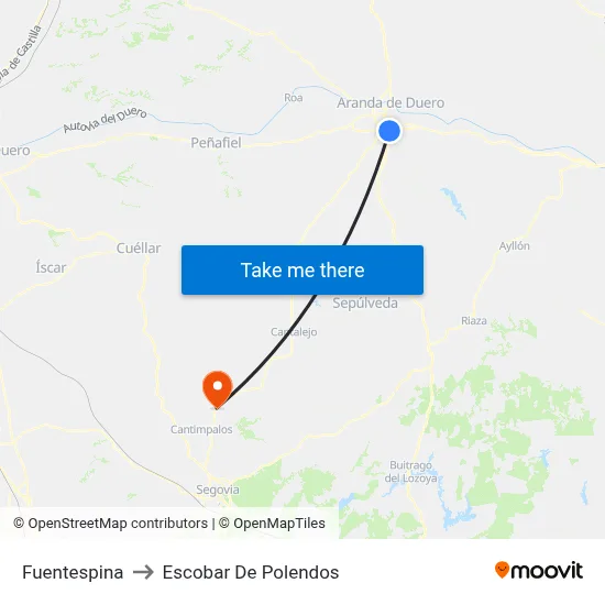 Fuentespina to Escobar De Polendos map
