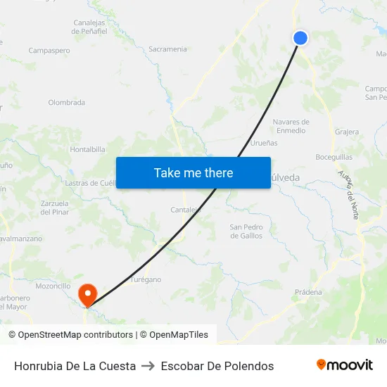 Honrubia De La Cuesta to Escobar De Polendos map