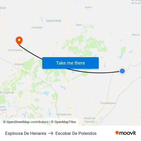 Espinosa De Henares to Escobar De Polendos map