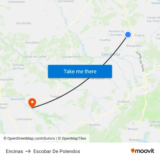 Encinas to Escobar De Polendos map