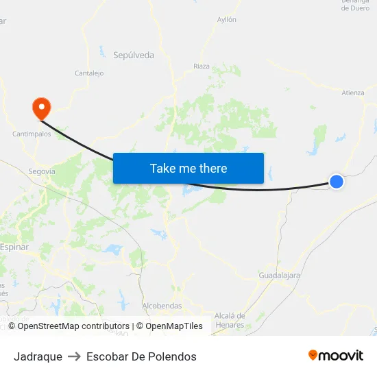 Jadraque to Escobar De Polendos map