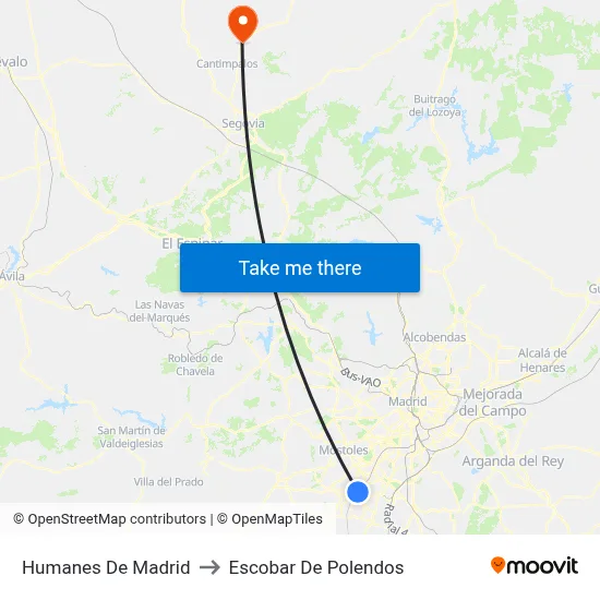 Humanes De Madrid to Escobar De Polendos map