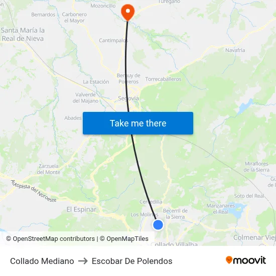 Collado Mediano to Escobar De Polendos map